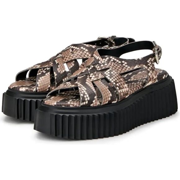 NEW AGL Violante Snakeprint Chunky Leather Platform Sandals Size 38/8🎁 - Picture 1 of 6
